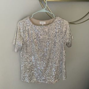 Champagne Sequin Short Sleeve Blouse from Bohme